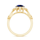 Certified 2.7 Carat Lab Grown Blue Sapphire Flower Engagement Ring with Diamond AAAA - Rosec Jewels