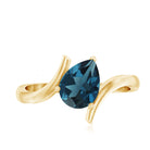 6X8mm Pear Shape London Blue Topaz Solitaire Ring with Bypass Shank AAA - Rosec Jewels