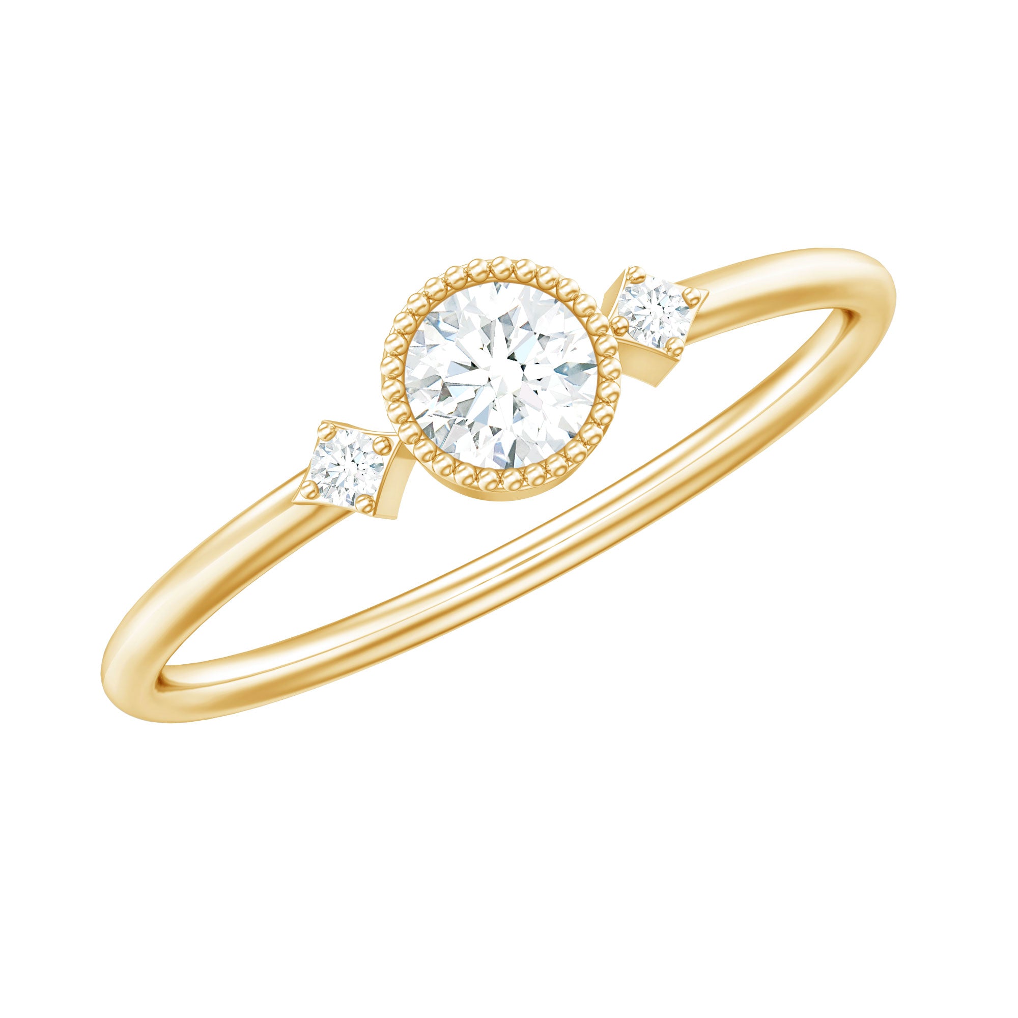 Minimal Diamond Promise Ring in Bezel Setting Natural - ( HI-SI ) - Rosec Jewels