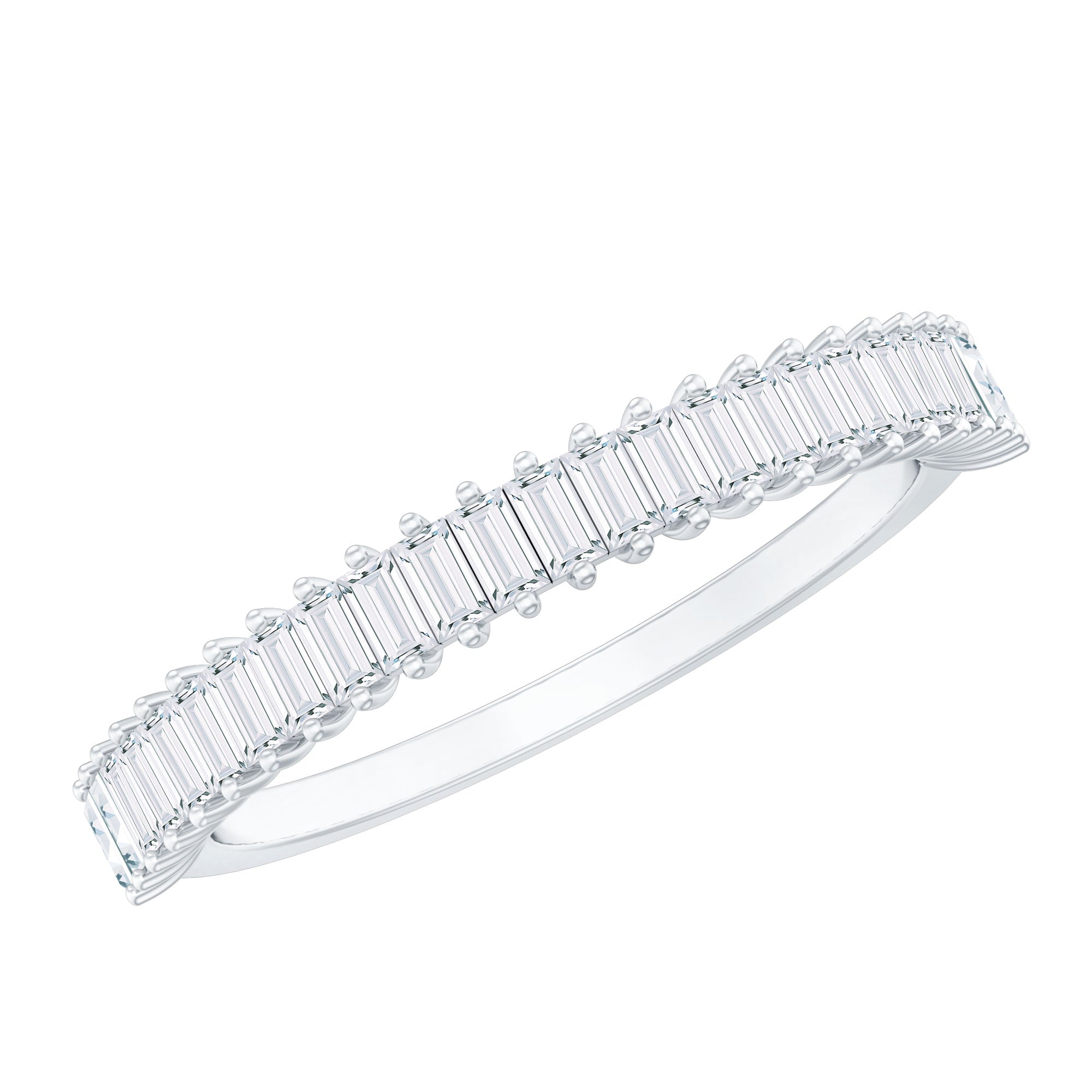 Natural Baguette Diamond Half Eternity Ring for Anniversary Natural - ( HI-SI ) - Rosec Jewels