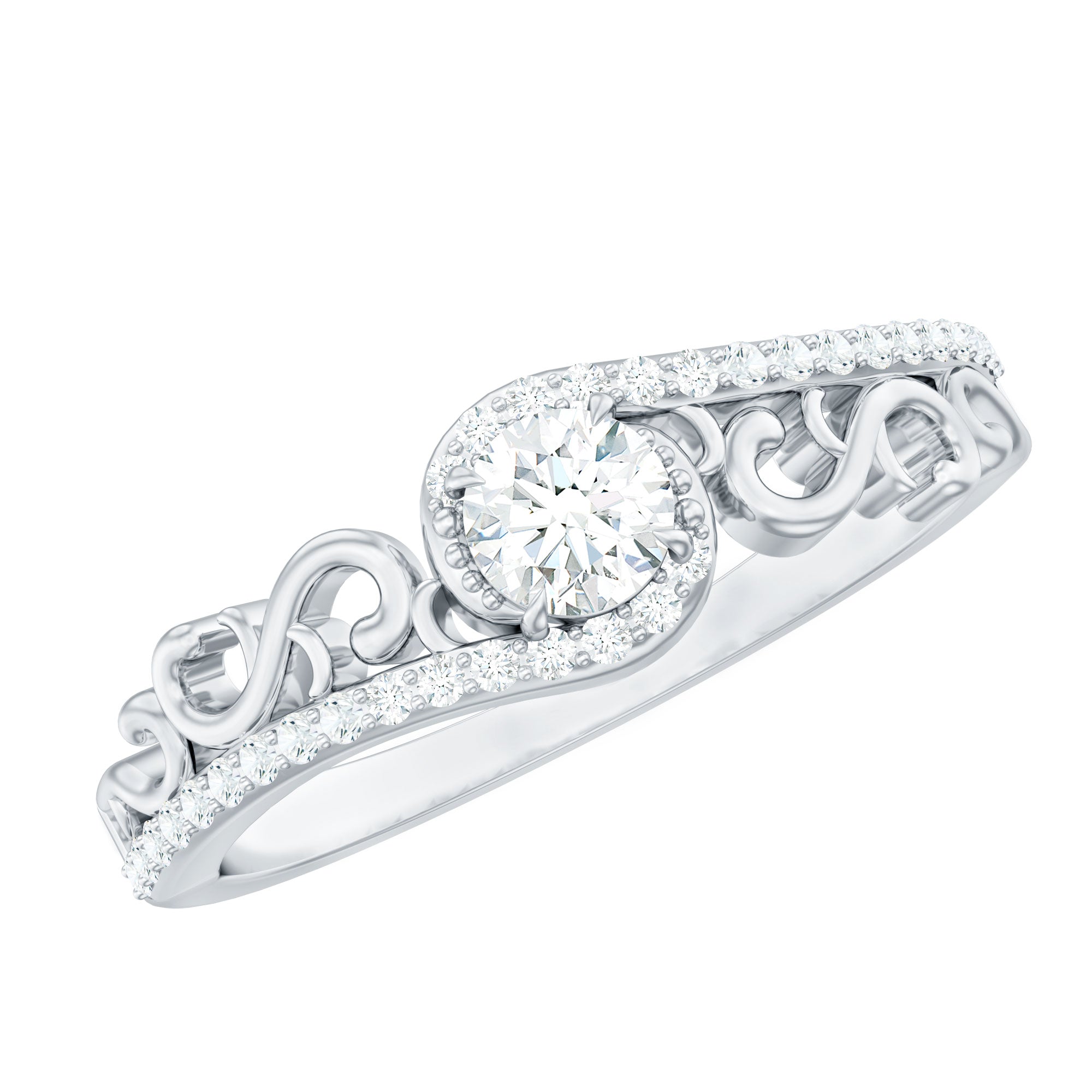 1/2 CT Genuine Diamond Engagement Ring with Bypass Shank