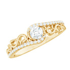 Vintage Style Diamond Engagement Ring with Bypass Shank Natural - ( HI-SI ) - Rosec Jewels