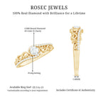 Vintage Style Diamond Engagement Ring with Bypass Shank Natural - ( HI-SI ) - Rosec Jewels