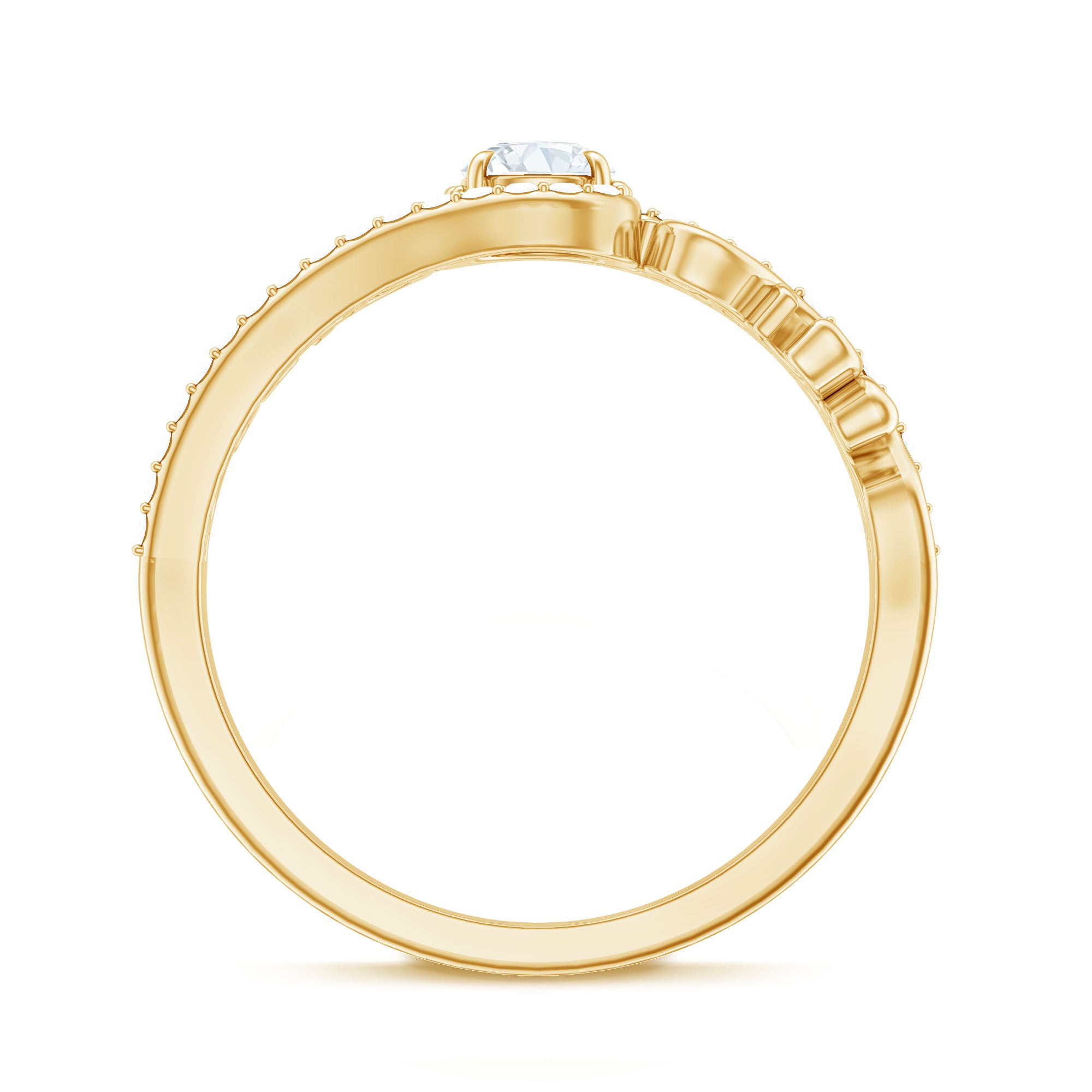 Vintage Style Diamond Engagement Ring with Bypass Shank Natural - ( HI-SI ) - Rosec Jewels