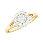 Certified Real Diamond Cluster Ring with Halo Natural - ( HI-SI ) - Rosec Jewels