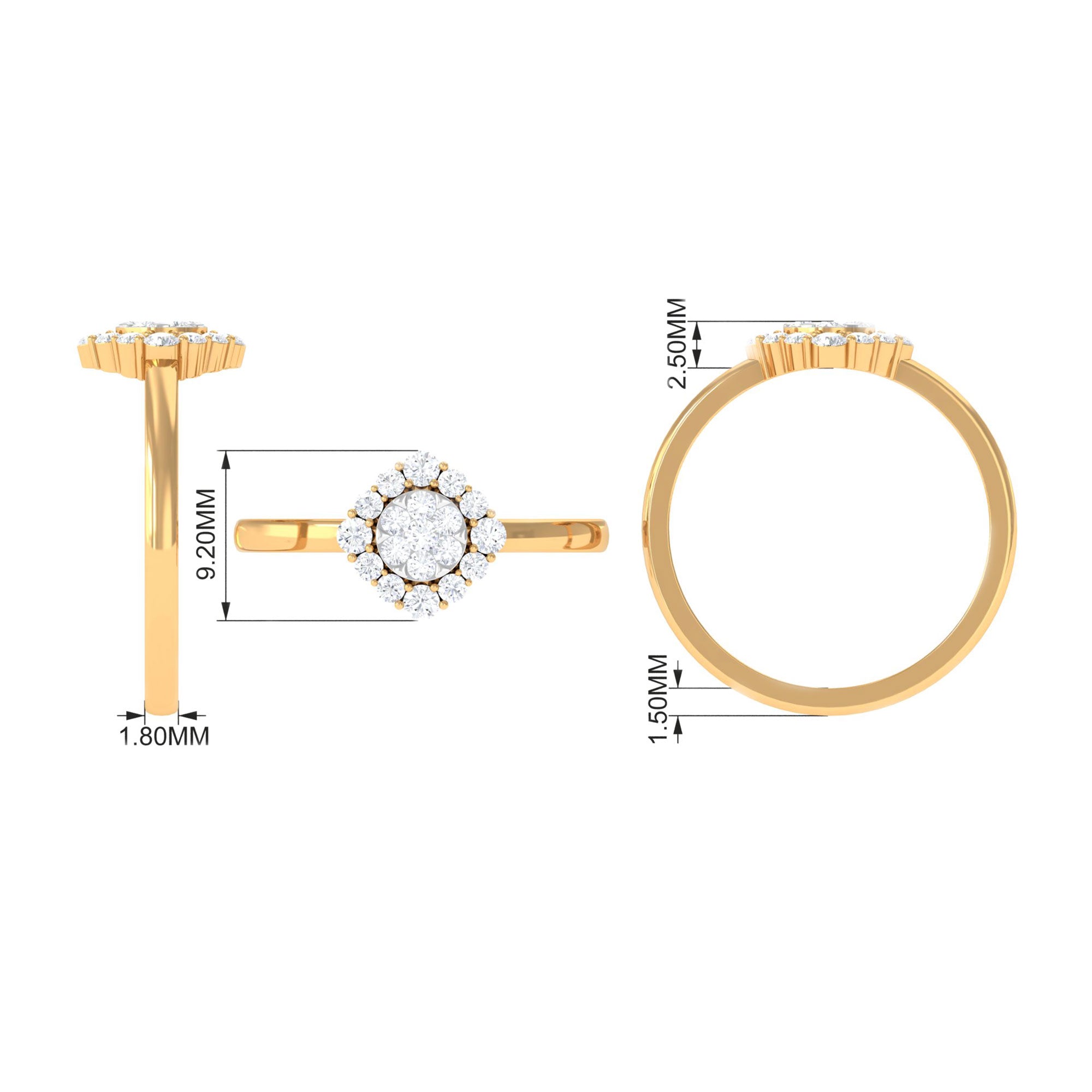 Natural Diamond Classic Engagement Ring with Halo Natural - ( HI-SI ) - Rosec Jewels