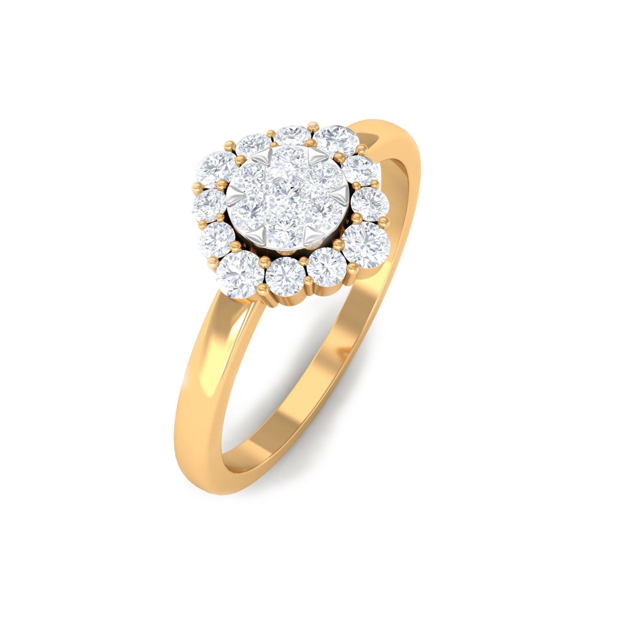 Natural Diamond Classic Engagement Ring with Halo Natural - ( HI-SI ) - Rosec Jewels