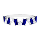 Genuine Baguette Blue Sapphire Half Eternity Ring with Diamond AAA - Rosec Jewels