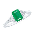 Natural 5X7mm Emerald Cut Emerald Diamond Engagement Ring with Celtic Knot AAA - Rosec Jewels