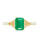 Natural 5X7mm Emerald Cut Emerald Diamond Engagement Ring with Celtic Knot AAA - Rosec Jewels