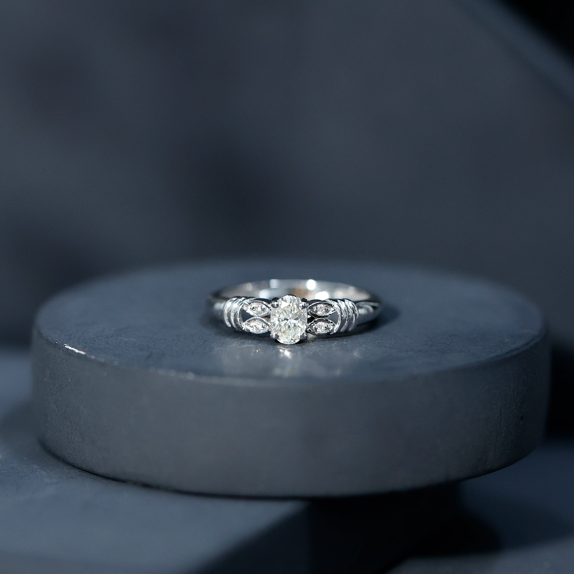 Natural Oval Cut Diamond Solitaire Engagement Ring Natural - ( HI-SI ) - Rosec Jewels