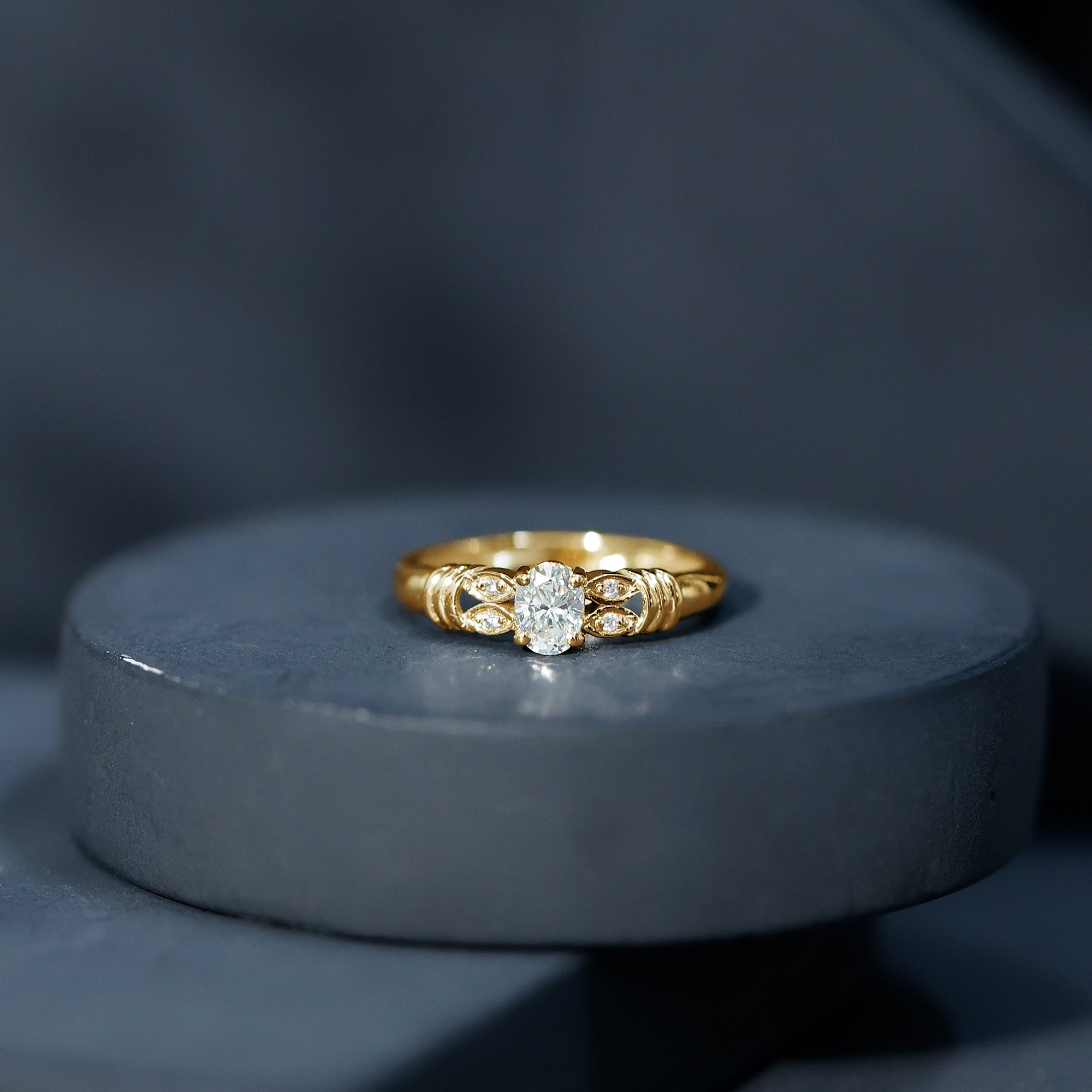 Natural Oval Cut Diamond Solitaire Engagement Ring Natural - ( HI-SI ) - Rosec Jewels