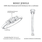 Natural Diamond 3 Stone Engagement Ring with Certificate Natural - ( HI-SI ) - Rosec Jewels