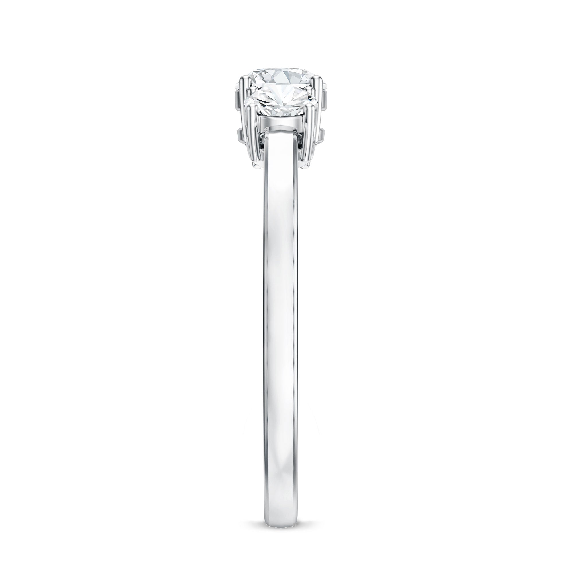 Natural Diamond 3 Stone Engagement Ring with Certificate Natural - ( HI-SI ) - Rosec Jewels