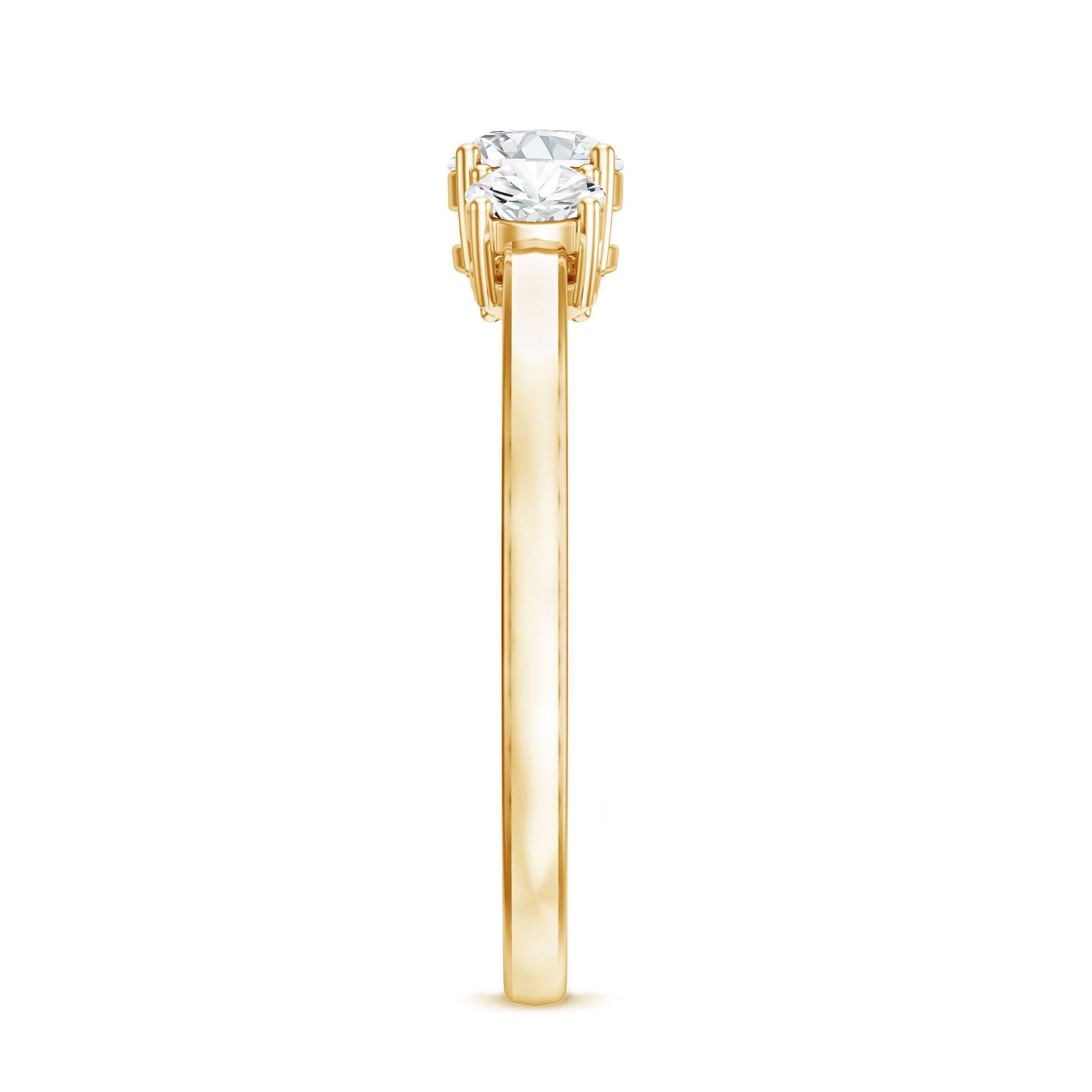 Natural Diamond 3 Stone Engagement Ring with Certificate Natural - ( HI-SI ) - Rosec Jewels