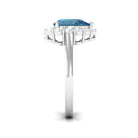 7x10mm Pear Shape London Blue Topaz Halo Engagement Ring with Diamond AAA - Rosec Jewels