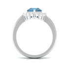 7x10mm Pear Shape London Blue Topaz Halo Engagement Ring with Diamond AAA - Rosec Jewels