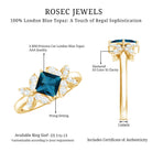 6mm Princess Cut London Blue Topaz Floral Engagement Ring with Diamond AAA - Rosec Jewels