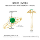 Natural Bezel Set 5mm Emerald Flower Engagement Ring with Diamond AAA - Rosec Jewels