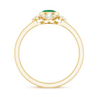 Natural Bezel Set 5mm Emerald Flower Engagement Ring with Diamond AAA - Rosec Jewels
