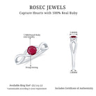 Rosec Jewels-Natural 0.6 Carat Ruby Promise Ring with Crossover Shank