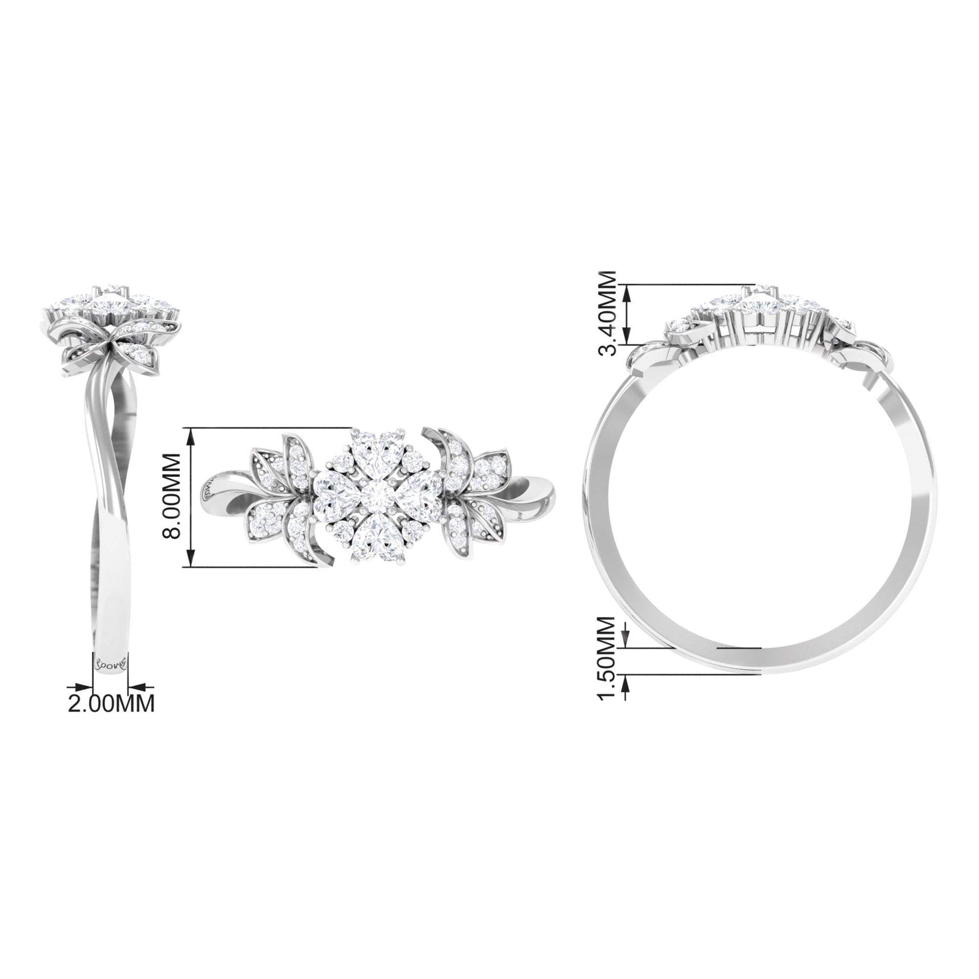 Nature Inspired Diamond Engagement Ring for Women Natural - ( HI-SI ) - Rosec Jewels