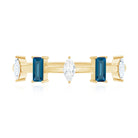 Baguette London Blue Topaz and Marquise Diamond Half Eternity Ring AAA - Rosec Jewels