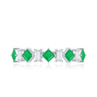 Certified Real Princess Cut Emerald Half Eternity Anniversary Ring AAA - Rosec Jewels