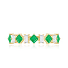Certified Real Princess Cut Emerald Half Eternity Anniversary Ring AAA - Rosec Jewels