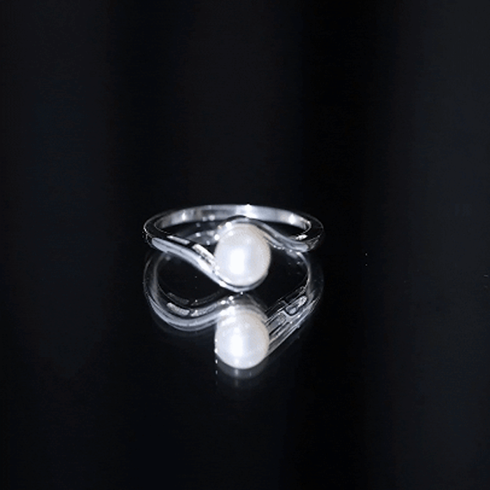 Cultured 2.2 Carat Freshwater Pearl Engagement Ring with Bypass Shank AAA - Rosec Jewels