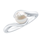Cultured 2.2 Carat Freshwater Pearl Engagement Ring with Bypass Shank AAA - Rosec Jewels