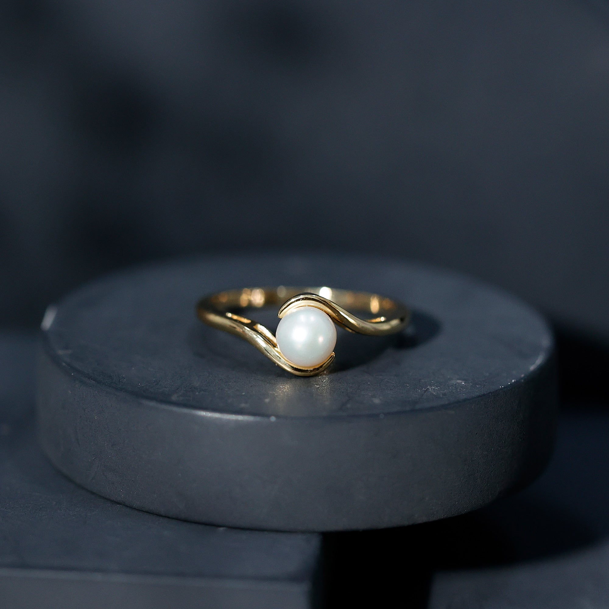 Cultured 2.2 Carat Freshwater Pearl Engagement Ring with Bypass Shank AAA - Rosec Jewels