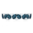 Rosec Jewels-Pear Shape London Blue Topaz Half Eternity Band with Lab Made Diamond
