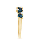 Rosec Jewels-Pear Shape London Blue Topaz Half Eternity Band with Lab Made Diamond