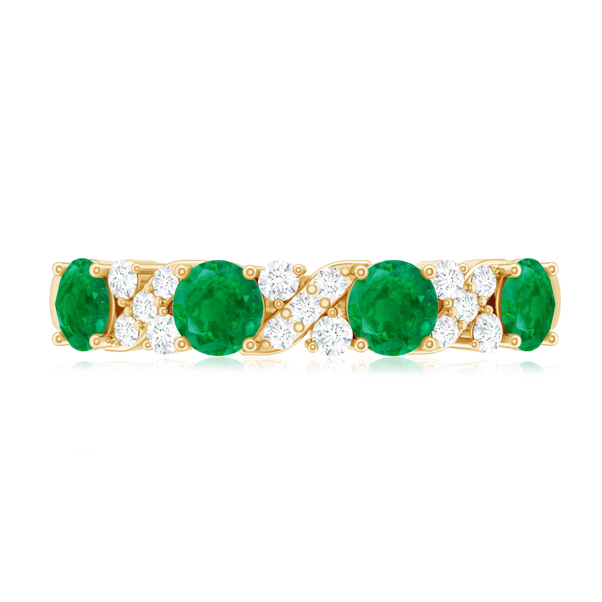 Natural Emerald Diamond Half Eternity Anniversary Band with Certificate AAA - Rosec Jewels