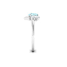 Real Round Aquamarine and Diamond Flower Engagement Ring with Certificate AAA - Rosec Jewels