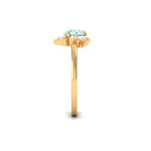 Real Round Aquamarine and Diamond Flower Engagement Ring with Certificate AAA - Rosec Jewels