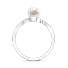 Freshwater Pearl Solitaire Bypass Engagement Ring with Diamond Accent AAA - Rosec Jewels