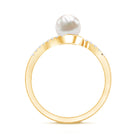 Freshwater Pearl Solitaire Bypass Engagement Ring with Diamond Accent AAA - Rosec Jewels