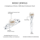 Rosec Jewels-Genuine 7.4 Carat Freshwater Pearl Engagement Ring with Diamond Crossover Shank