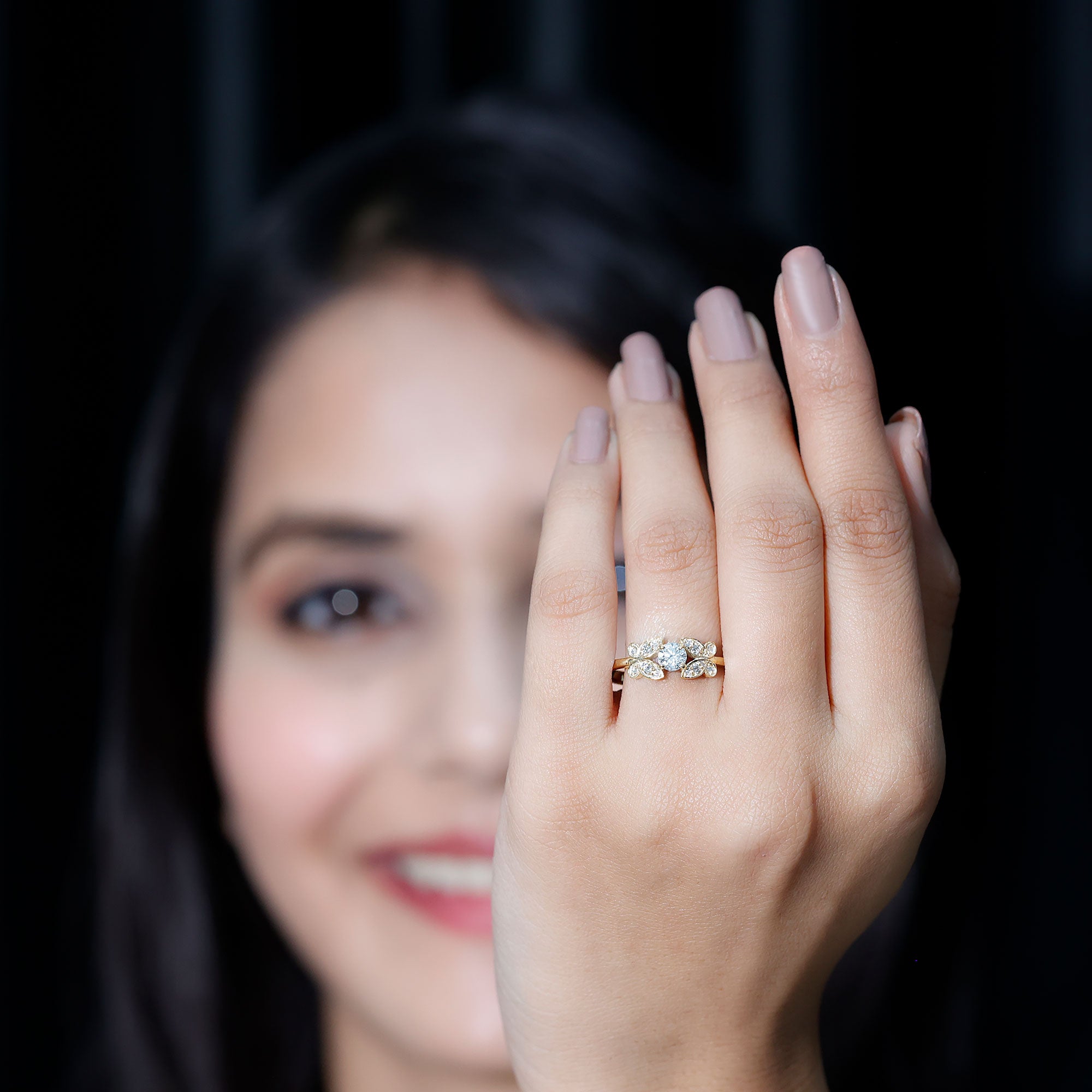 Round Cut Diamond Nature Engagement Ring Natural - ( HI-SI ) - Rosec Jewels