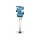 Baguette London Blue Topaz Uneven Eternity Ring with Diamond AAA - Rosec Jewels