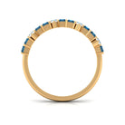 Baguette London Blue Topaz Uneven Eternity Ring with Diamond AAA - Rosec Jewels