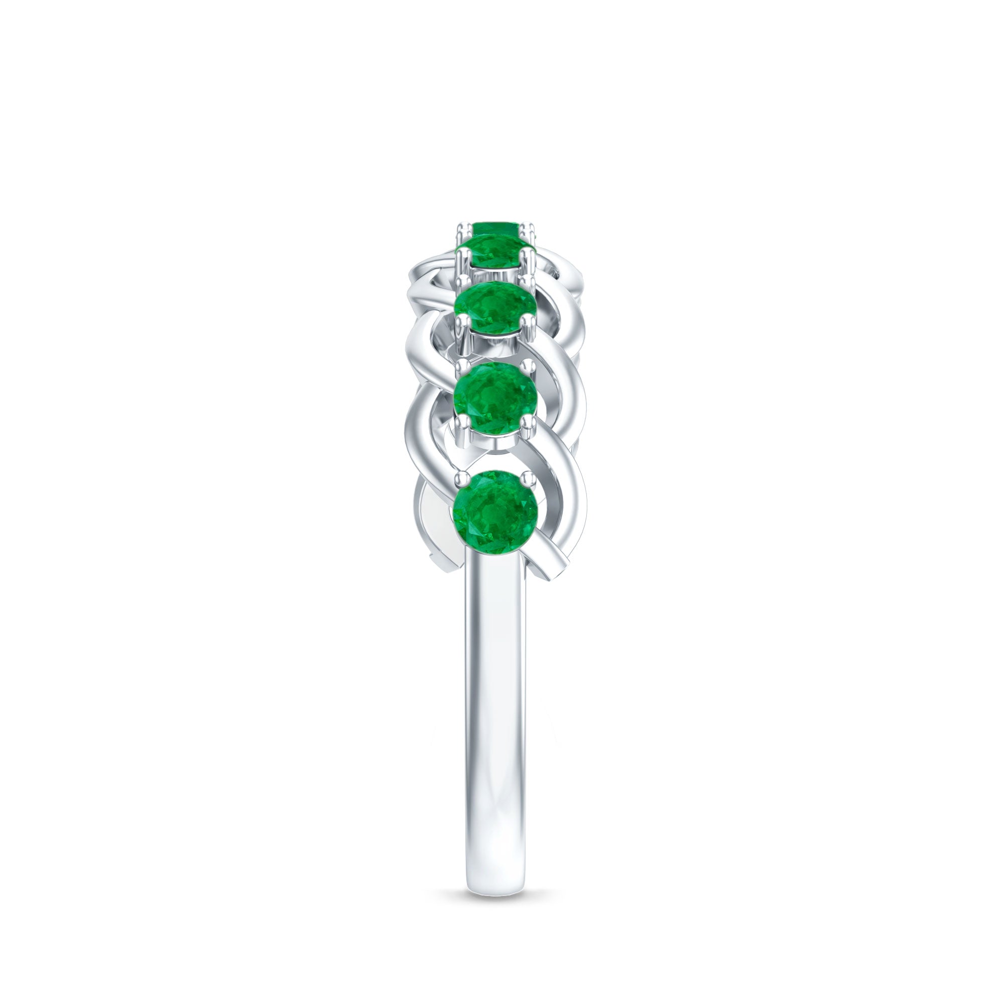 Genuine Green Emerald Braided Half Eternity Band AAA - Rosec Jewels