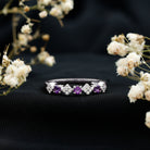 Rosec Jewels-Real Amethyst Half Eternity Ring with Diamond for Women