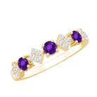 Rosec Jewels-Real Amethyst Half Eternity Ring with Diamond for Women