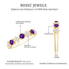 Rosec Jewels-Real Amethyst Half Eternity Ring with Diamond for Women