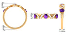 Natural Oval Amethyst Half Eternity Ring with Diamond AAA - Rosec Jewels