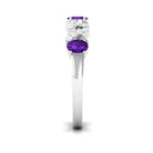 Natural Oval Amethyst Half Eternity Ring with Diamond AAA - Rosec Jewels