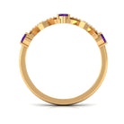 Natural Oval Amethyst Half Eternity Ring with Diamond AAA - Rosec Jewels